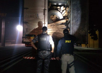 Força Tática e PRF apreendem carga ilegal de madeira em Valença